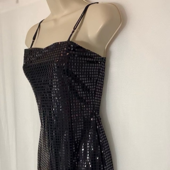 Troika black sheer sequin gown dress with slit - Picture 6 of 14